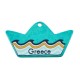 Ciondolo in Ceramica a Forma di Barca Grecia con Onde e Mare 68X39 mm Ø3.2 mm