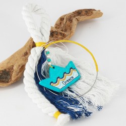 Pendentif en Céramique Bateau « Grèce » avec Vague et mer 68 x 39 mm Ø 3.2 mm