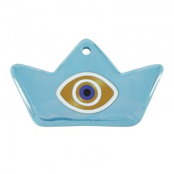 Pendentif en Céramique en Forme de Bateau avec œil Maléfique 68 x 39 mm Ø 3.2 mm