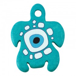 Pendentif Tortue en Céramique avec œil Maléfique 35 x 45 mm Ø 4.5 mm