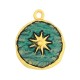 Enameled Brass Charm Round Sun 16mm