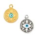Enameled Brass Charm Round with Evil Eye 14mm