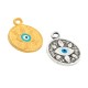 Enameled Brass Charm Round with Evil Eye 14mm