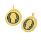Enameled Brass Charm Round Hamsa Hand (Fatima) 14mm