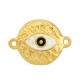 Enameled Brass Connector Round with Evil Eye 16mm