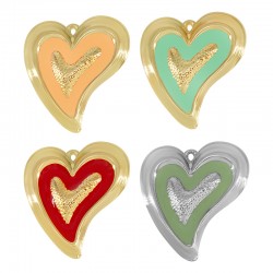 Enameled Brass Charm Heart 22x24mm/3.2mm