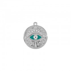 Charm rond en Laiton Émaillé avec œil Maléfique 20 mm