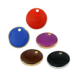 Breloque Ronde en Laiton Émaillé 10 mm/1 mm Ø1.4 mm