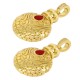 Breloque Ronde en Laiton Émaillé avec Zircone 14 x 22 mm