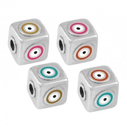 Cube en Laiton avec œil Maléfique et Émail 8 mm (Ø 2 mm)