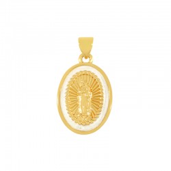Breloque Ovale en Laiton Émaillé avec Vierge Marie 15 x 22 mm