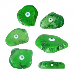 Perla in Howlite Smaltata con Occhio Malvagio ~16X26 mm Ø~1.4 mm