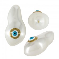 Perle ABS Émaillée avec œil Maléfique Semi-Perforée 14 x 26 mm Ø 1 mm