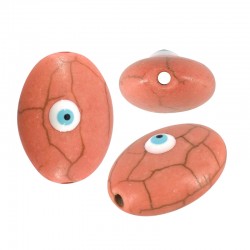 Perla Ovale in Howlite Smaltata con Occhio Malvagio 13X18 mm Ø1.5 mm
