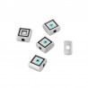 Argent 999° plaqué antique/ Blanc/ Turquoise howlite/ Noir