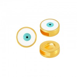 Curseur rond en Zamak Émaillé avec œil Maléfique 14 mm Ø10.5 x 2.7 mm