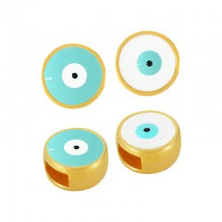 Curseur rond en Zamak Émaillé avec œil Maléfique 9 mm Ø5.5 x 2.5 mm