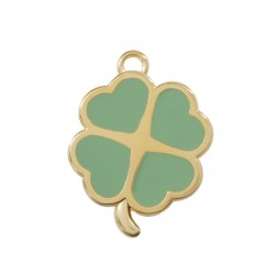 Pendentif en Zamak Émaillé Trèfle à Quatre Feuilles 35 x 31 mm