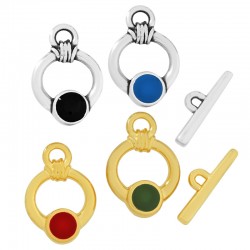 Enameled Zamak Τoggle Clasp Round 27x23mm