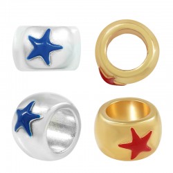 Tube à Perles en Zamak avec Étoile et Émail 15 x 10 mm (Ø 10 mm)