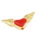 Enameled Zamak Bead Heart Wings 20x10mm Ø1.2mm