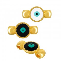 Enameled Zamak Connector Round 7mm with Evil Eye Ø1.3mm
