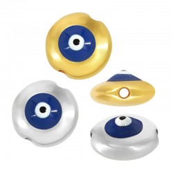 Perle Ronde en Zamak Émaillé avec œil Maléfique 7.6 Mm/3.3 mm Ø1.1 mm