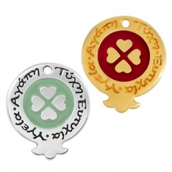Pendentif en Zamak Émaillé Grenade avec Trèfle 30 x 26 mm Ø 2 mm