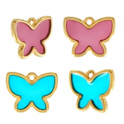 Charm Papillon en Zamak Émaillé 17 x 13 mm