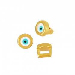 Enameled Zamak Slider Round with Evil Eye 5mm Ø3.2x1.7mm