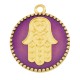 Enameled Zamak Charm Round Hamsa Hand (Fatima) 20mm
