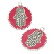 Enameled Zamak Charm Round Hamsa Hand (Fatima) 20mm