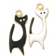 Enameled Zamak Charm Cat 9x21mm