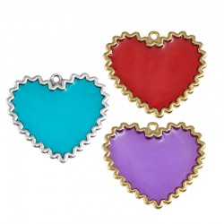 Pendentif cœur en Zamak Émaillé 33 x 29 mm