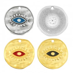 Colgante de Metal Zamak Redondo con Ojo Esmaltado 28mm