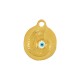 Enameled Zamak Charm Round Shell with Evil Eye 19x20mm