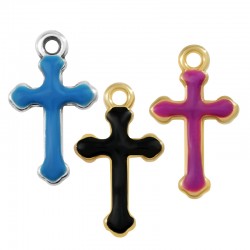 Enameled Zamak Charm Cross 11x17mm