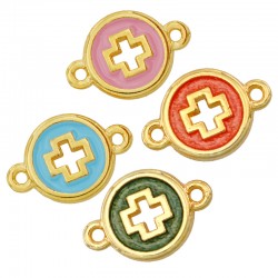 Enameled Zamak Connector Round Cross 13mm