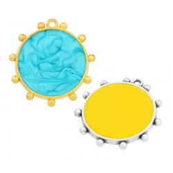 Pendentif rond en Zamak Émaillé 25 mm