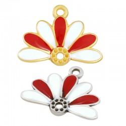Charm Demi-Fleur en Zamak Émaillé 21 x 13 mm