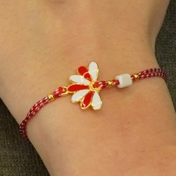 Enameled Zamak Charm Half Flower 21x13mm