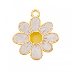 Enameled Zamak Charm Flower 20x19mm
