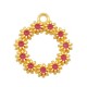 Enameled Zamak Charm Round Wreath of Flowers 20mm