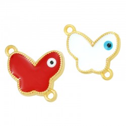 Enameled Zamak Connector Butterfly with Evil Eye 18x17mm