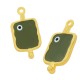 Enameled Zamak Pendant Charm Tag with Evil Eye 12x21mm