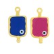 Enameled Zamak Pendant Charm Tag with Evil Eye 12x21mm