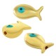Perla in Zama Smaltata con Pesce e Occhio Malvagio 15X8 mm Ø1.6 mm