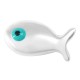 Perla in Zama Smaltata con Pesce e Occhio Malvagio 15X8 mm Ø1.6 mm