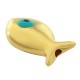 Perle en Zamak Émaillé Représentant un Poisson avec un œil Maléfique 15 x 8 mm Ø 1.6 mm