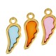 Enameled Zamak Charm Angel Wing 8x16mm